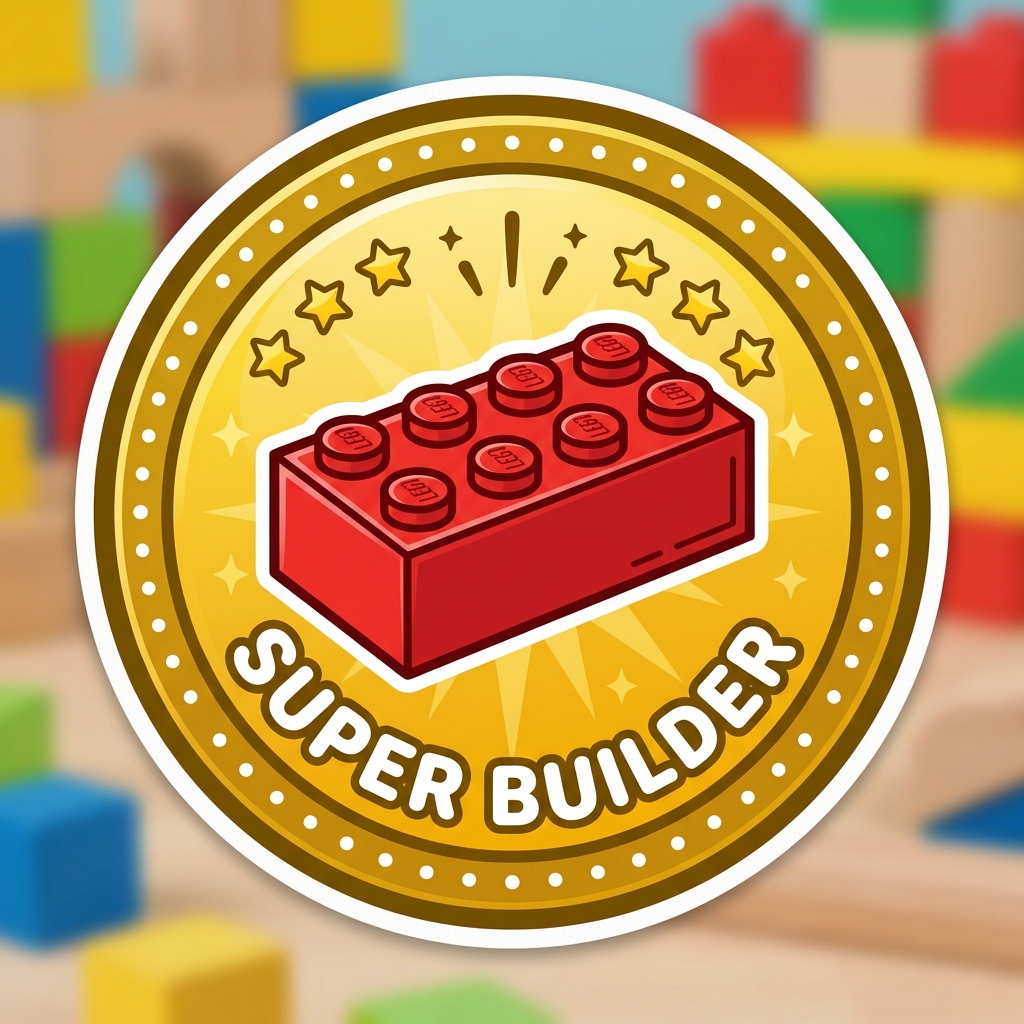 Super Builder gold reward badge sticker